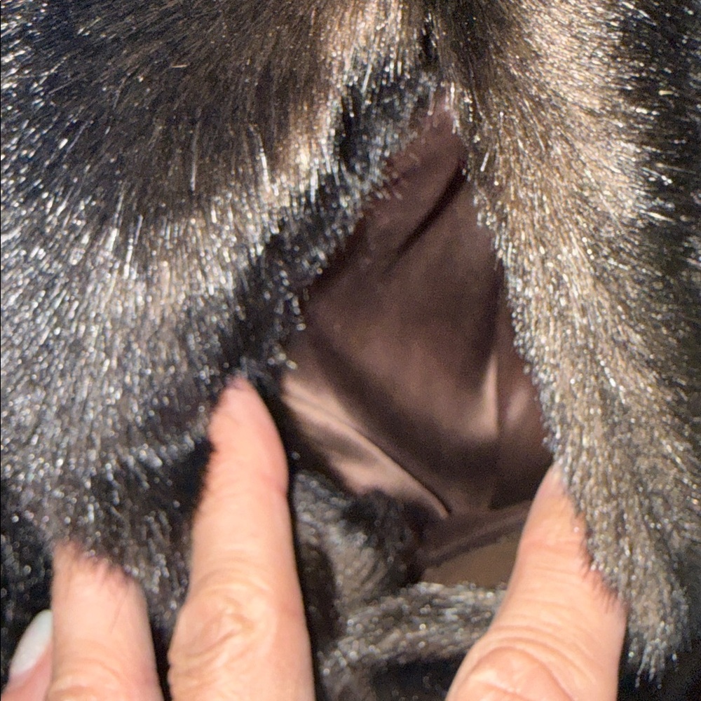 HILLMOOR NEW YORK TISSAVEL BANGER VINTAGE Black/Brown Faux Fur Coat. - Picture 2 of 10